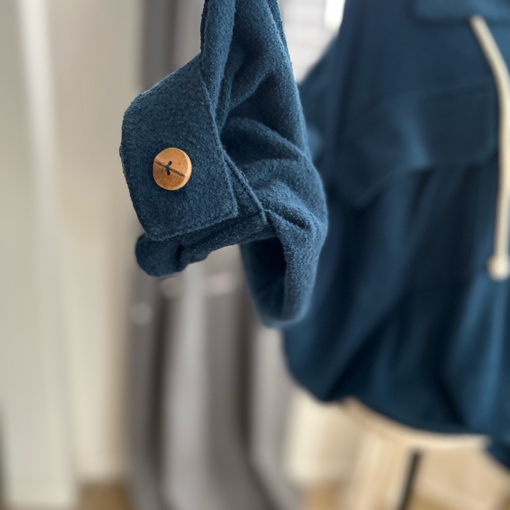 Free People Beach Women's Navy Blue oversized Henley sweatshirt pullover - Picture 6 of 12